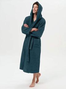 img 1 attached to SIORO Men's Hooded Terry Cloth Bathrobe - Long Cotton Towel Robe, Soft Spa Bath Loungewear for Pool, Hot Tub, and Sauna