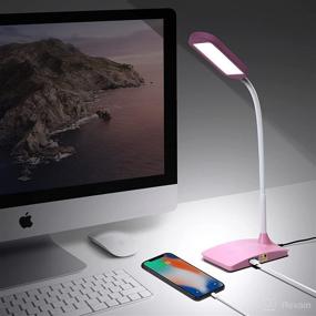 img 2 attached to 💡 Stylish Pink Desk Lamps for Home Office - Ultra Bright Small LED Desk Lamp with USB Charging Port, Ideal Study Lamp and Bedside Reading Lights