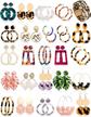 24 pairs mottled hoop acrylic earrings set for women girls resin statement costume jewelry with leopard bracelets logo