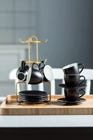 img 2 attached to 6-Piece YHOSSEUN Espresso Cup Set With Saucers & Metal Stand - Perfect For Coffee, Latte, Mocha & Tea!