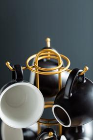 img 1 attached to 6-Piece YHOSSEUN Espresso Cup Set With Saucers & Metal Stand - Perfect For Coffee, Latte, Mocha & Tea!