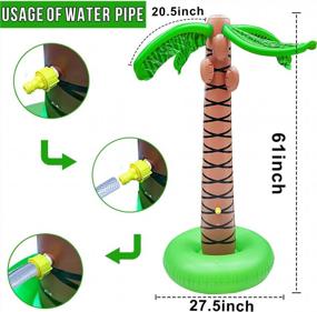img 3 attached to 61" Inflatable Palm Tree Sprinkler Toy For Kid, Spray Water Pool Toy Inflatable Water Park Outdoor Hawaiian Party Coconut Tree For Lawn Sprinkler For Toddlers Beach Games Toys
