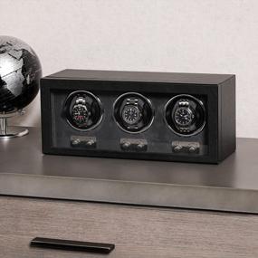 img 3 attached to ROTHWELL Triple Watch Winder: Quiet Motor, Multiple Speeds & Settings, For Automatic Watches - Black/Grey