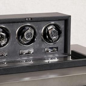 img 1 attached to ROTHWELL Triple Watch Winder: Quiet Motor, Multiple Speeds & Settings, For Automatic Watches - Black/Grey