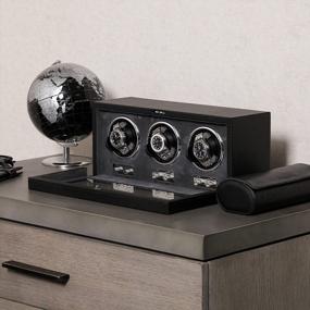 img 2 attached to ROTHWELL Triple Watch Winder: Quiet Motor, Multiple Speeds & Settings, For Automatic Watches - Black/Grey