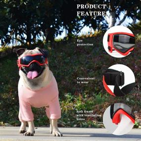 img 1 attached to 🐶 SLDPET Dog Goggles - Small Breed Sunglasses for Dogs | UV Protection, Windproof, Adjustable Straps | Red Soft Frame - Ideal for Small/Medium Puppies