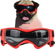 🐶 sldpet dog goggles - small breed sunglasses for dogs | uv protection, windproof, adjustable straps | red soft frame - ideal for small/medium puppies logo