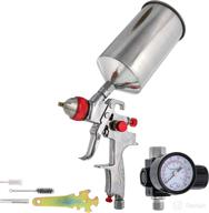 🎨 tcp global professional hvlp spray gun: gravity feed with 1.4mm fluid tip, 1l aluminum cup, and air regulator логотип