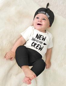 img 2 attached to Adorable Newborn Outfit: "New To The Crew" Romper, Pants, And Hat Set For Baby Boy