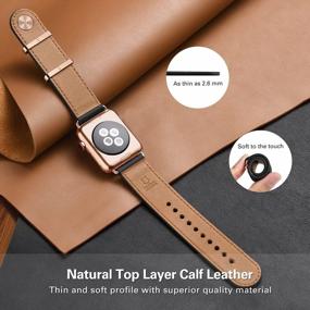 img 3 attached to Ремешок из натуральной кожи WFEAGL для Apple Watch | стильный и тонкий мягкий ремешок для мужчин и женщин | Совместимость с сериями 1-8