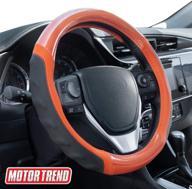 🧡 motor trend ultrasport orange carbon fiber steering wheel cover | standard 15" size | black faux leather comfort grip | car steering wheel cover for auto truck van suv logo