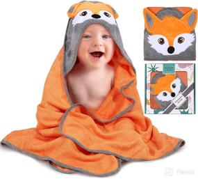 img 4 attached to Premium Munich Blue Fox Hooded Towel - 35 x 35 Inch Soft, Unisex Baby Bath Towel for Beach & Pool