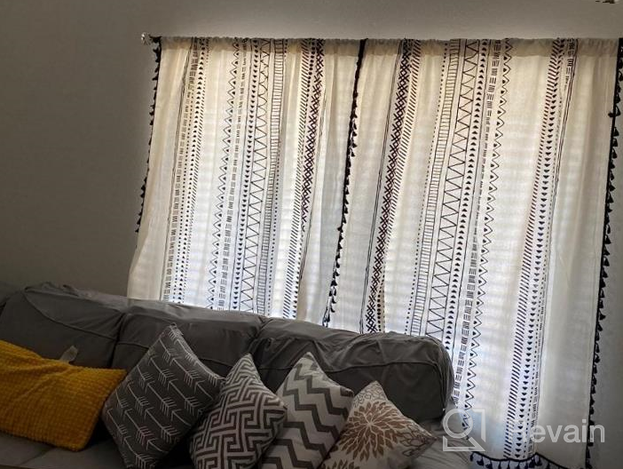 img 1 attached to Boho Cotton Linen Tassel Curtains For Bedroom, Geometric Semi-Blackout Print Farmhouse Bohemian Window Drapes With Rod Pocket For Living Room - ARTBECK (1 Panel) review by Josh Nat