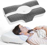 elviros memory foam cervical pillow: ergonomic orthopedic support for neck pain relief and better sleep, ideal for back, stomach, and side sleepers – dark grey logo