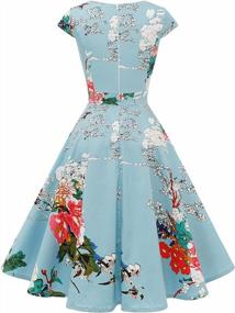 img 2 attached to Женское платье в стиле ретро 1950-х годов с ассиметричным верхом и короткими рукавами для коктейльной вечеринки и танцев