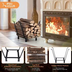img 3 attached to PHI VILLA 20 Inches Indoor/Outdoor Firewood Rack Fireplace Log Carriers & Holders Wood Burning Stove Accessories, Black