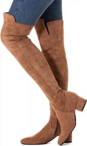 img 1 attached to Women'S Over-The-Knee Boots: Stylish Suede Block Heel, Low Heel Stretch OTK Long Boots By Mtzyoa
