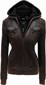 img 4 attached to Hoffen Premium Leather Jacket with Detachable Women's Clothing at Coats, Jackets & Vests