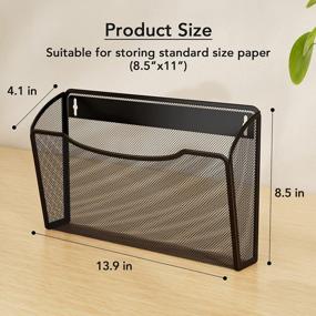 img 3 attached to MaxGear 3 Pocket Mesh File Holder Wall Organizer - Hanging Paper Organizers For Office And Home With Wall Mounting, In Black