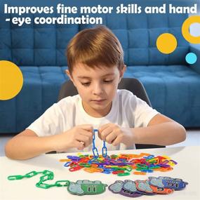 img 3 attached to 🔗 Aizweb 240pcs C-Clips Hooks Plastic Chain Links - Counting & Linking Activity Kit for Sensory Development in Toddlers, Enhances Fine Motor Skills and Encourages Color Recognition & Sorting. Educational Learning Toys