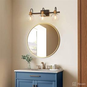 img 3 attached to 🚽 LALUZ Oil Rubbed Bronze Bathroom Light Fixtures, Vanity Lights with Antique Gold Socket, Clear Glass Shade, 22.5’’ L x 7’’ W x 9’’ H