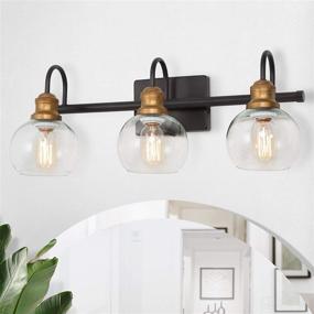 img 4 attached to 🚽 LALUZ Oil Rubbed Bronze Bathroom Light Fixtures, Vanity Lights with Antique Gold Socket, Clear Glass Shade, 22.5’’ L x 7’’ W x 9’’ H