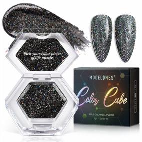 img 4 attached to Modelones Black Glitter Gel Nail Polish - Colorful Reflective Sparkle Pudding Gel, Upgraded Crème Finish For Salon-Quality DIY Manicure - Soak Off LED Nail Art Gel, 1 Piece X 3G