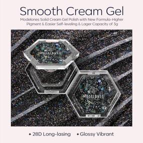 img 3 attached to Modelones Black Glitter Gel Nail Polish - Colorful Reflective Sparkle Pudding Gel, Upgraded Crème Finish For Salon-Quality DIY Manicure - Soak Off LED Nail Art Gel, 1 Piece X 3G