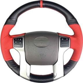 img 4 attached to Enhance Your Toyota Tacoma, 4Runner, or Tundra Sequoia with a Hand-Stitch Wheel Wrap Side Red Perforated Leather & Matte Black Carbon Fiber Steering Wheel Cover (Matte Carbon Fiber)