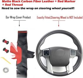 img 2 attached to Enhance Your Toyota Tacoma, 4Runner, or Tundra Sequoia with a Hand-Stitch Wheel Wrap Side Red Perforated Leather & Matte Black Carbon Fiber Steering Wheel Cover (Matte Carbon Fiber)