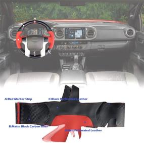 img 3 attached to Enhance Your Toyota Tacoma, 4Runner, or Tundra Sequoia with a Hand-Stitch Wheel Wrap Side Red Perforated Leather & Matte Black Carbon Fiber Steering Wheel Cover (Matte Carbon Fiber)