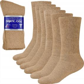 img 4 attached to Comfortable Diabetic Socks: 6 Pairs Of Non-Binding Cotton Crew Socks For Men And Women