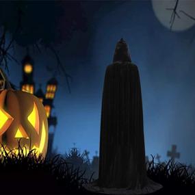 img 2 attached to Бархатный плащ унисекс для взрослых на Хэллоуин с капюшоном, длинный костюм ведьмы, накидки для косплея для мужчин и женщин