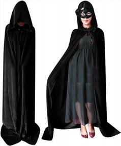 img 3 attached to Бархатный плащ унисекс для взрослых на Хэллоуин с капюшоном, длинный костюм ведьмы, накидки для косплея для мужчин и женщин