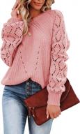 sidefeel women crochet hollow out crewneck long sleeve knit sweaters pullover jumper tops логотип