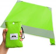 wellax waterproof beach blanket - sandproof compact pocket picnic mat for travel, camping, hiking & music festivals - durable tarp with corner pockets (green) logo