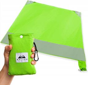 img 4 attached to WELLAX Waterproof Beach Blanket - Sandproof Compact Pocket Picnic Mat For Travel, Camping, Hiking & Music Festivals - Durable Tarp With Corner Pockets (Green)