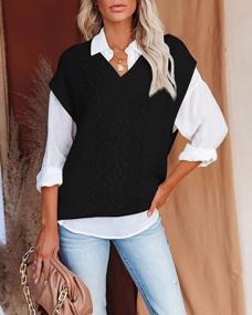 img 1 attached to 🧥 Stylish and Cozy: Viottiset Women's Oversized V Neck Sweater Vest – Perfect Sleeveless Pullover for a Trendy Tunic Look