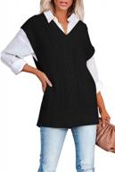 🧥 stylish and cozy: viottiset women's oversized v neck sweater vest – perfect sleeveless pullover for a trendy tunic look logo