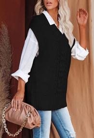 img 2 attached to 🧥 Stylish and Cozy: Viottiset Women's Oversized V Neck Sweater Vest – Perfect Sleeveless Pullover for a Trendy Tunic Look