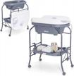 infans grey baby changing table with bath tub & storage unit - portable diaper dresser station for nursery organization logo