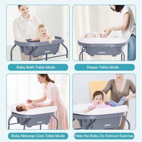 img 1 attached to INFANS Серый пеленальный столик для младенцев с ванной и ящиком для хранения - переносная станция для пеленания для организации детской комнаты