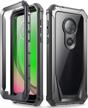 moto g7 play rugged clear case poetic guardian series full body hybrid shockproof bumper cover with built-in screen protector - black/clear (not compatible with moto g7 or moto g7 power) logo