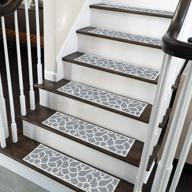 upgrade your stairs with sussexhome stone design treads - non-slip, easy to install, and extra-grip - 13 pack gray logo