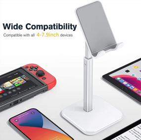 img 3 attached to 📱 apiker Cell Phone Stand - Adjustable Height Angle, Anti-Slip Weighted Base - Compatible with iPhone 13 12 Pro Max/Mini/XS/XR, All 4-7.9 inch Devices - White