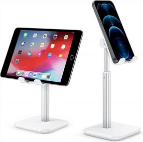 img 4 attached to 📱 apiker Cell Phone Stand - Adjustable Height Angle, Anti-Slip Weighted Base - Compatible with iPhone 13 12 Pro Max/Mini/XS/XR, All 4-7.9 inch Devices - White