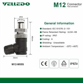 img 3 attached to Разъем VELLEDQ Industrial M12 - 5-контактный штекер кабеля датчика локтя кодирования