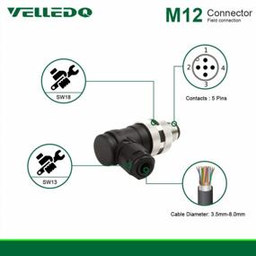 img 2 attached to VELLEDQ Industrial M12 Connector - 5 Pin Male A Coding Elbow Sensor Cable Plug