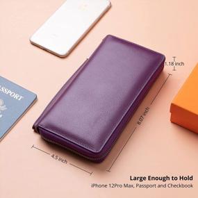 img 1 attached to Secure And Stylish: Bveyzi Women'S Leather RFID Blocking Phone Wallet With Large Capacity And Wristlet