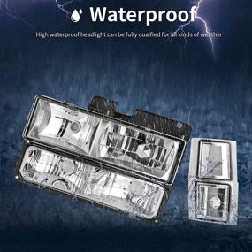 img 1 attached to 🚙 Crystal Headlamp Assembly for Chevy C/K Series 1500 2500 3500, Tahoe, Suburban, Silverado 1994-2000 - Chrome Housing with Corner and Bumper Lights by AUTOSAVER88